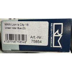 Rietze HO 75854 MAN LIons city 18 bus 