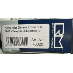 Rietze HO 78020 bus Alexander Dennis Enviro 500  "BVG - Designer Outlet Berlin
