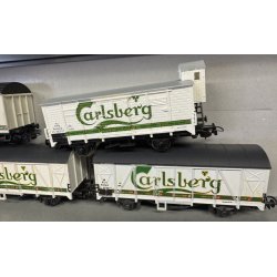 Liliput HO 555 DSB lot med 5 Carlsberg lvogne med Jvnstrm hjul