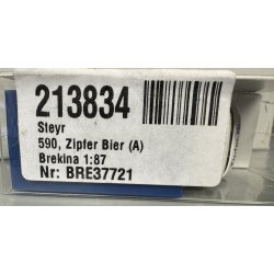 Brekina HO 37721 lille l lastbil Steyr 590 Zipfer Bier hvid og bl